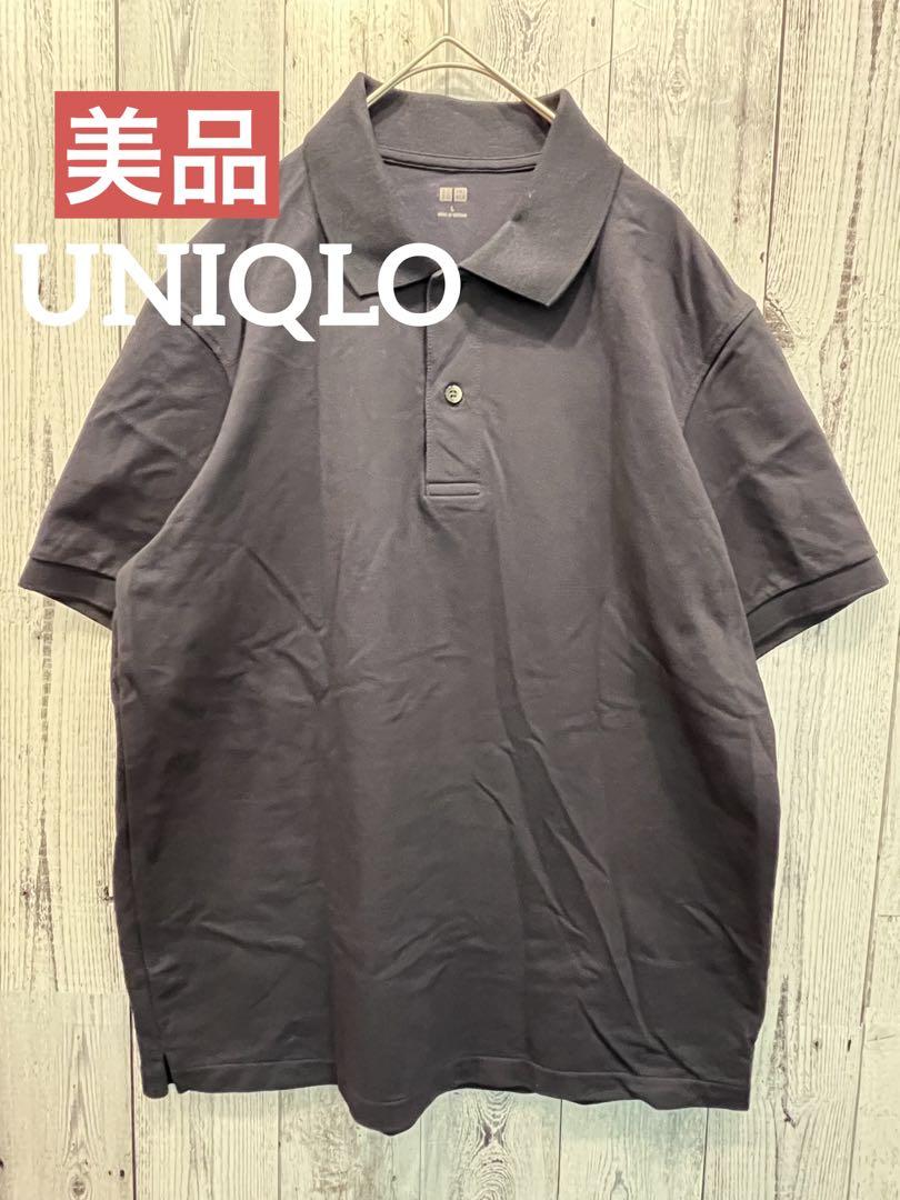 店 美品 UNIQLO ユニクロ ドライカノコポロシャツ ネイビー サイズL