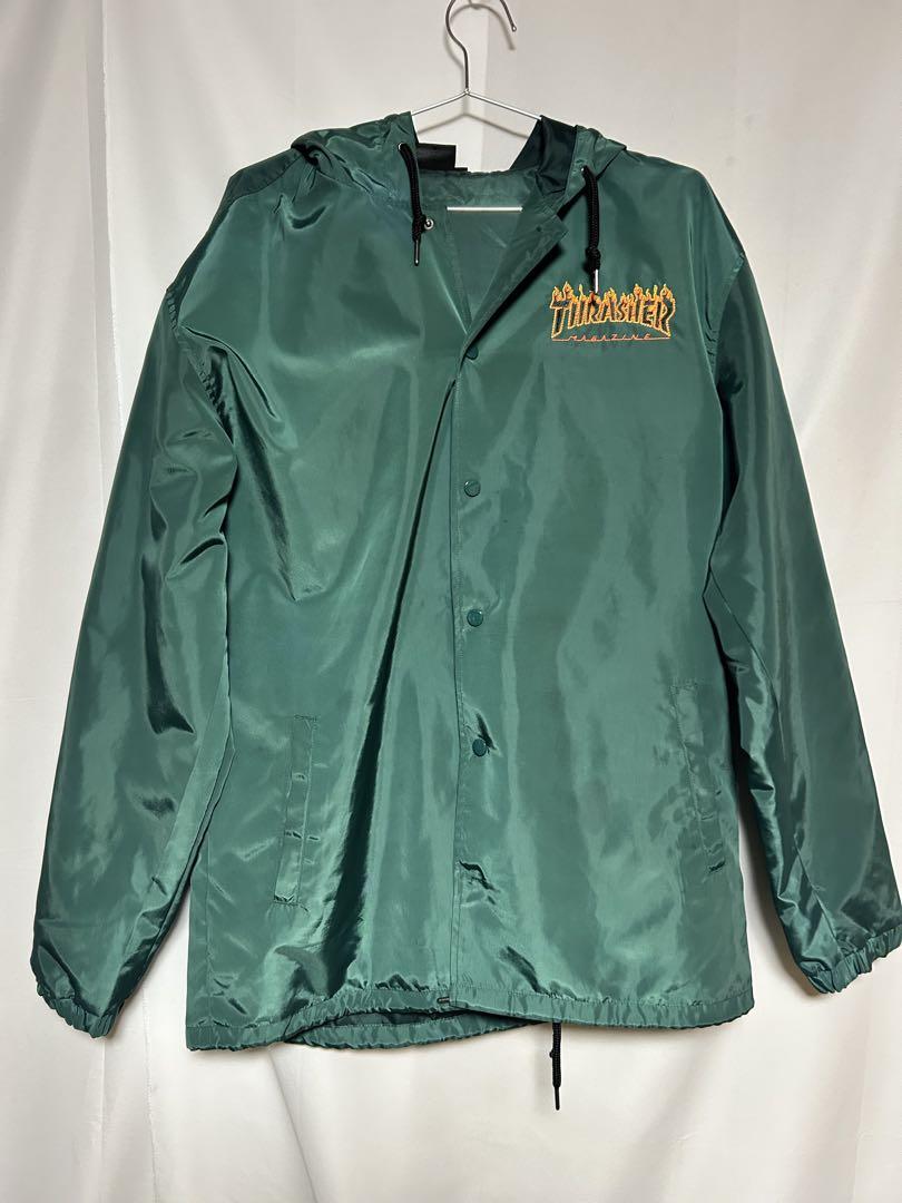 THRASHER フレイムロゴ フード付きコーチジャケット