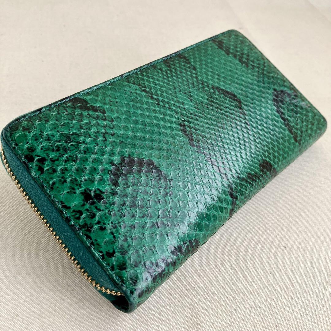 グッチ 財布 パイソン 本革 レザー ラウンドジップ GUCCI エキゾチック