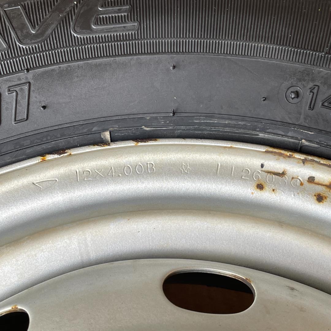 送料込み 145R12 6PR ダンロップ 新品サマータイヤ 中古ホイール 1本