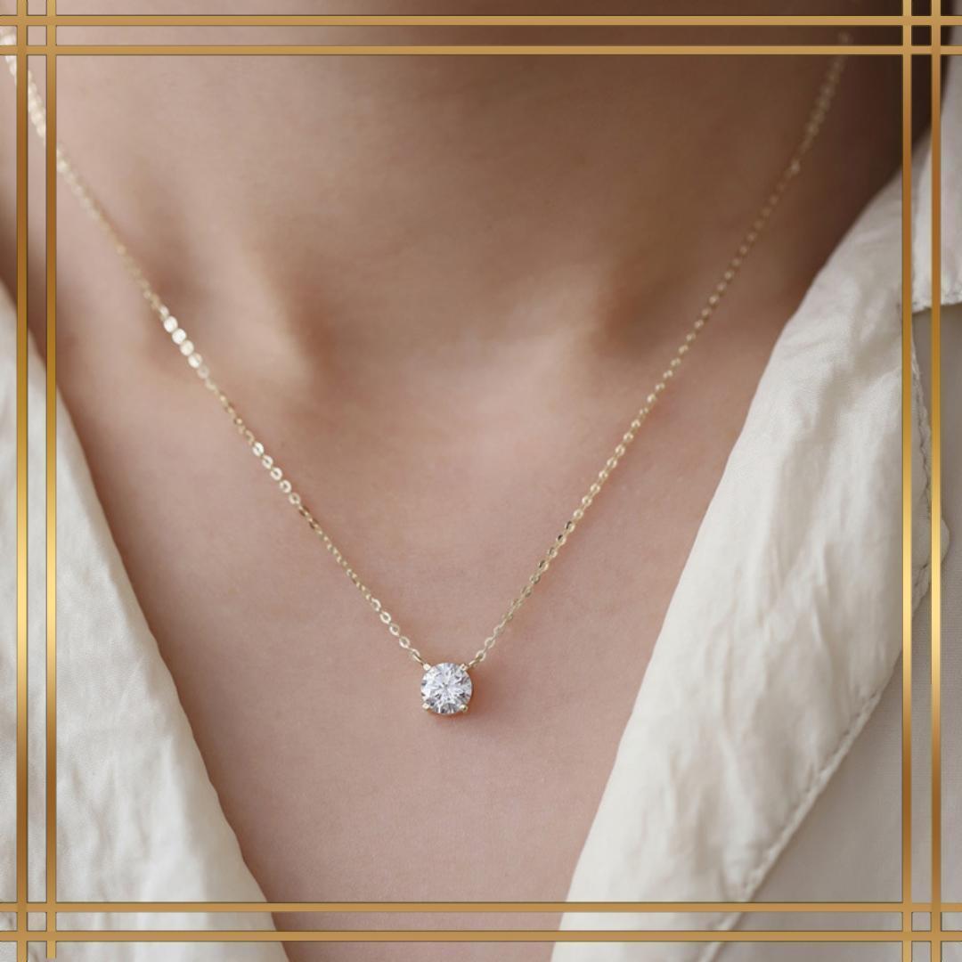 072ns【一粒石】ダイヤ　ネックレス　CZ　6mm　S925　ゴールド npn12115_001.jpg
