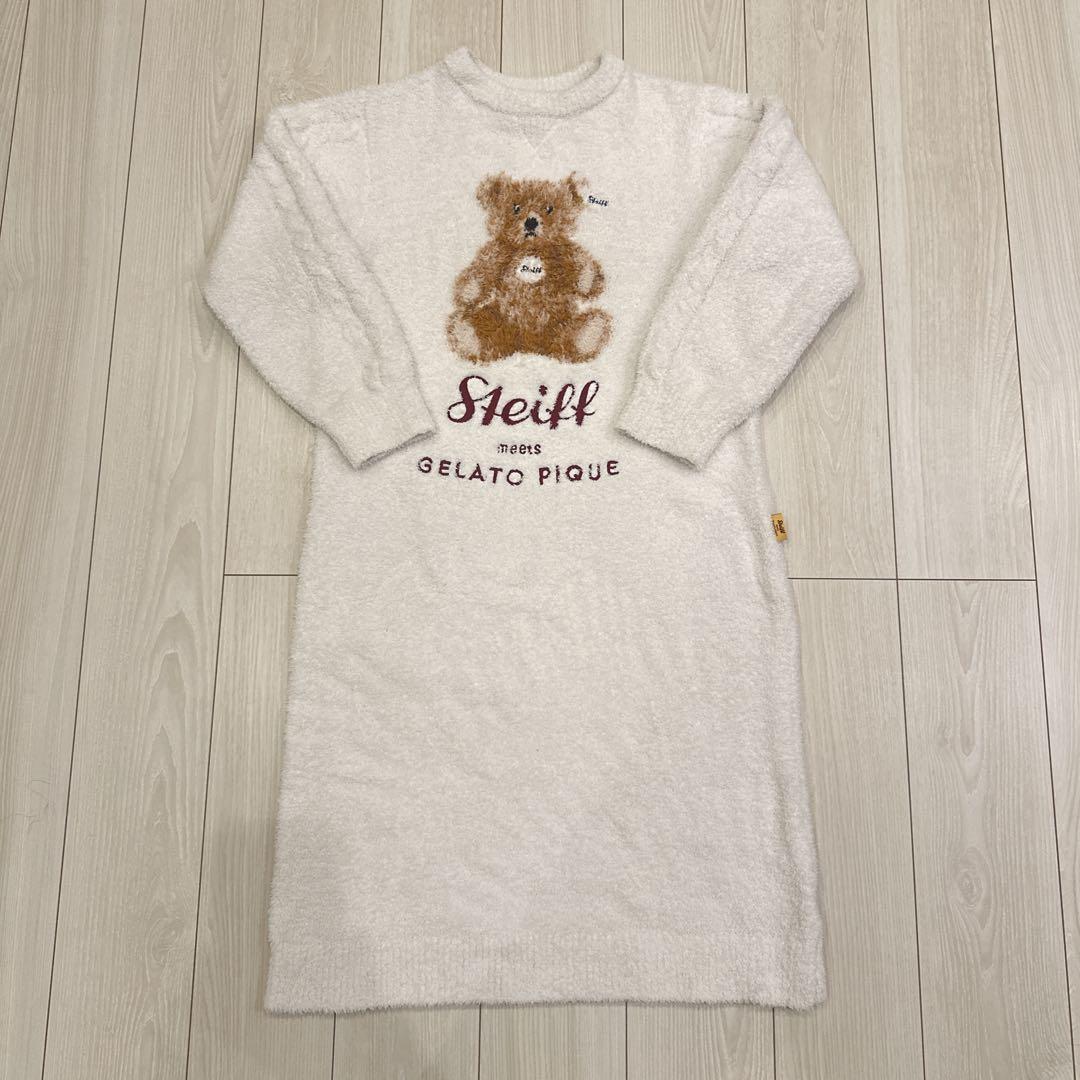 ジェラートピケ　Steiff パウダージャガード ワンピース ベアー