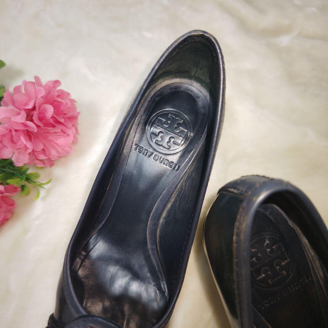 オシャレ☆TORY BURCH】黒 ブランドロゴ パンプス サイズ51/2