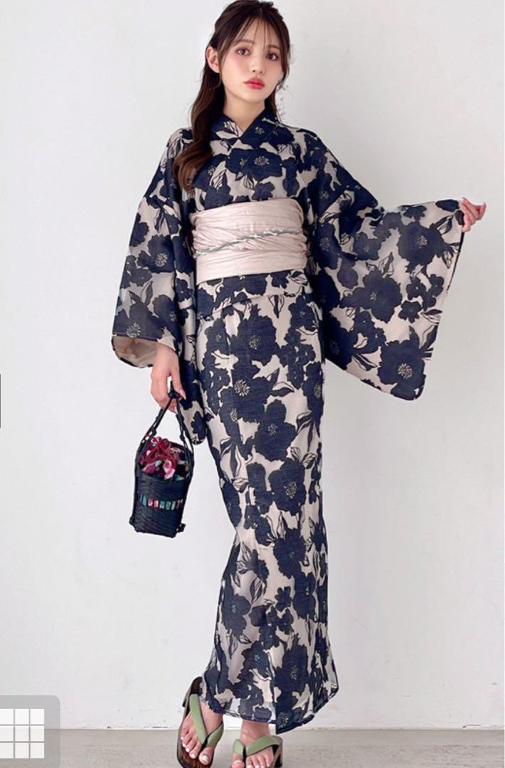 新品　GRL浴衣3点セット2Wayオーガンジー花柄セパレート浴衣[tu1086]