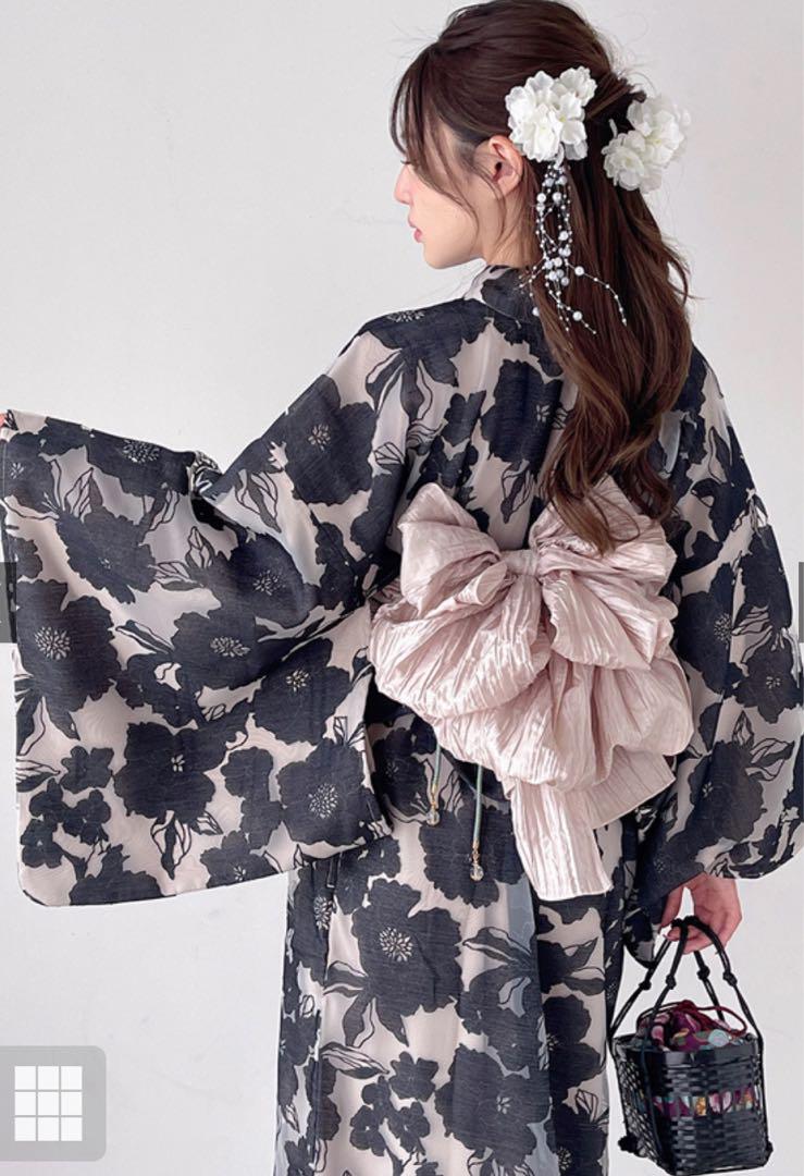 新品　GRL浴衣3点セット2Wayオーガンジー花柄セパレート浴衣[tu1086]