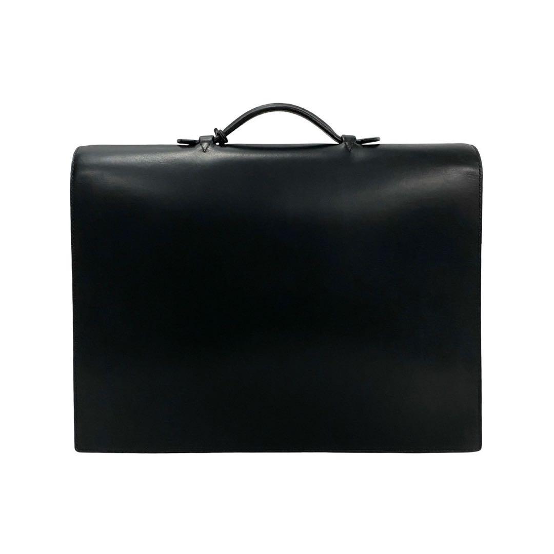 極 美品 エルメス サックアデペッシュ38 ボックスカーフ ビジネスバッグ 黒