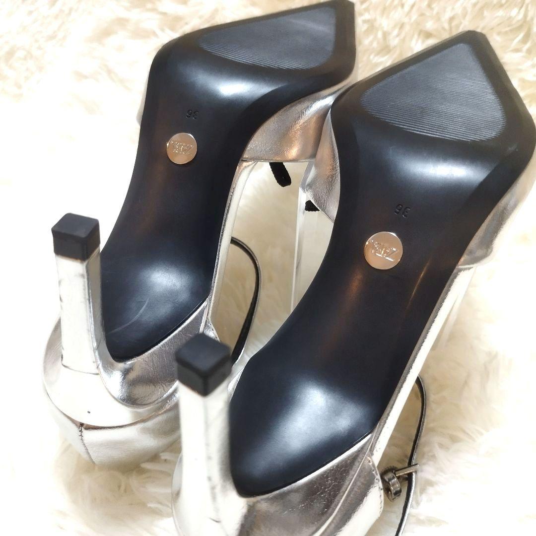 ZARAシルバー ポインテッドトゥ ハイヒール パンプス 36 - メルカリ