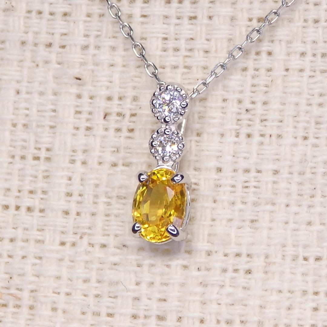 イエローサファイア ペンダントトップ 0.343ct Z5829 プラチナ Pt