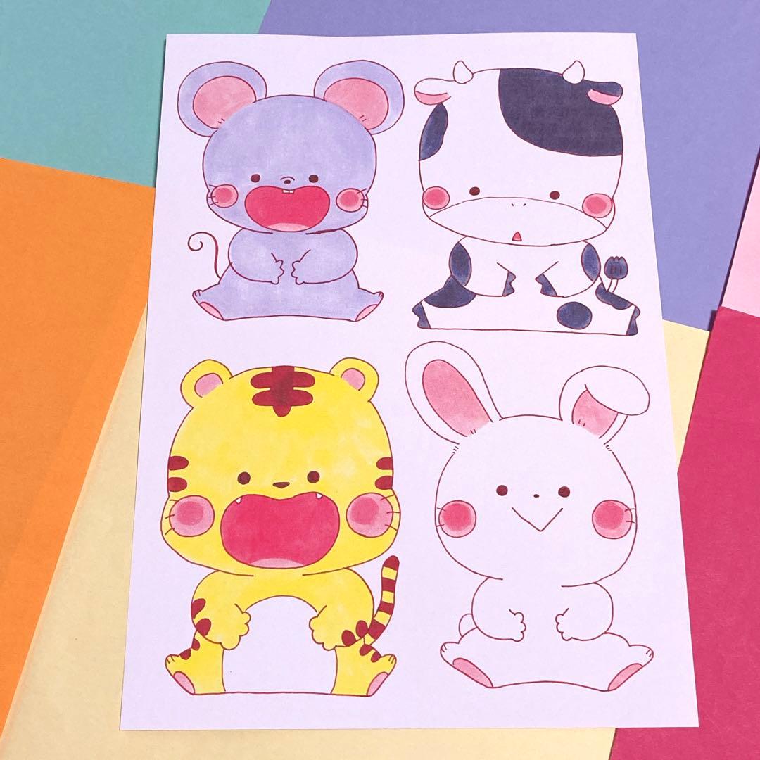 干支のイラストシート ぬりえ付き 巳年 干支 十二支イラスト