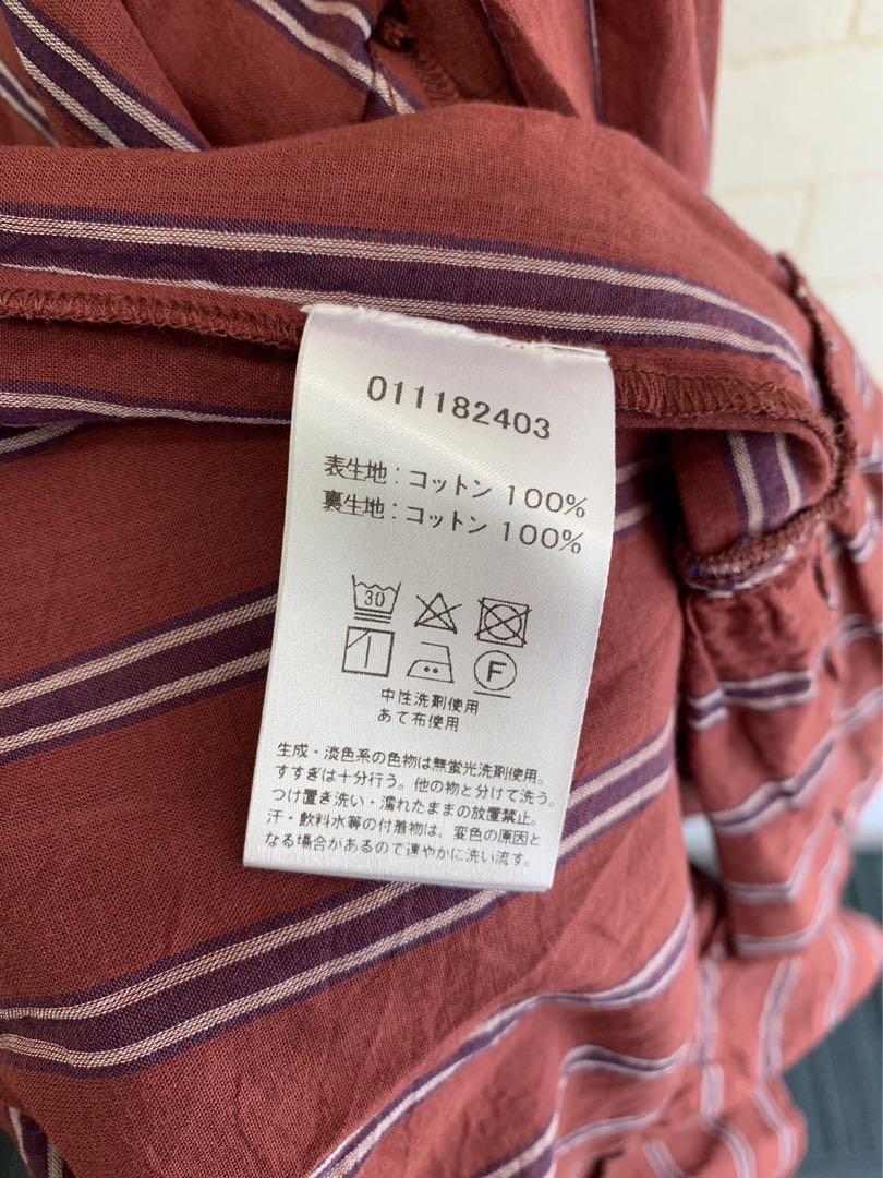 新品 ヌキテパ ワンピース 茶系 ワイン ストライプ 011182403