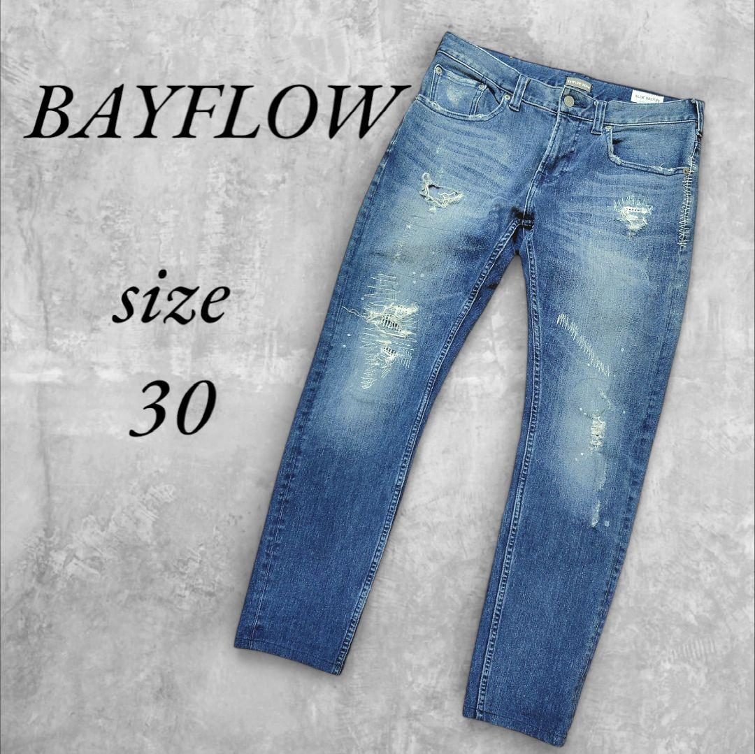 BAYFLOW ベイフロー リメイク加工スリムスキニーデニム 30 ダメージ