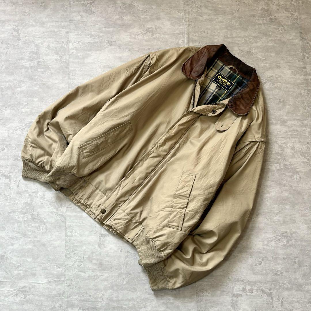 90s OSHKOSH B'GOSH 襟レザー スイングトップ
