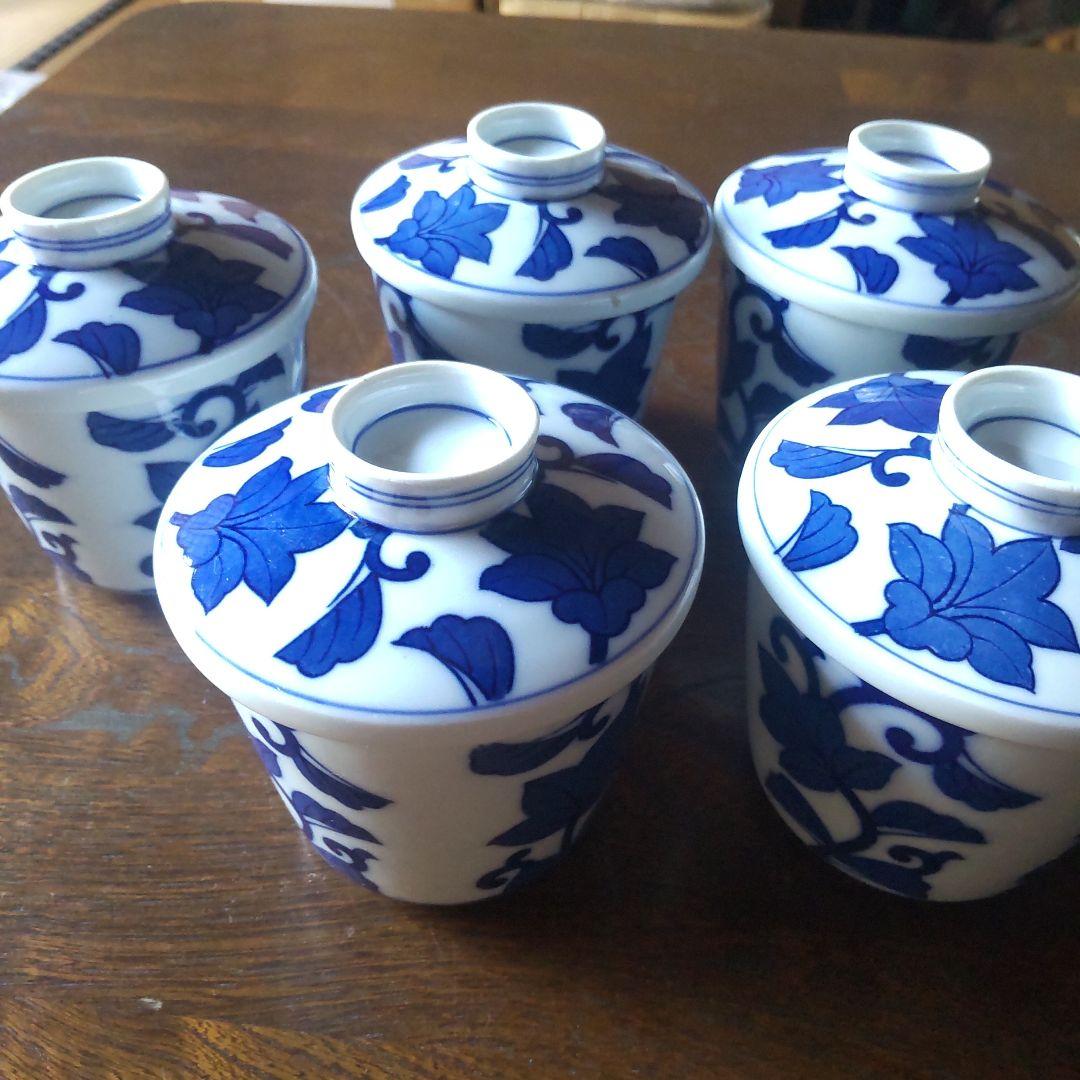 有田焼藍染め茶碗蒸しセット5客