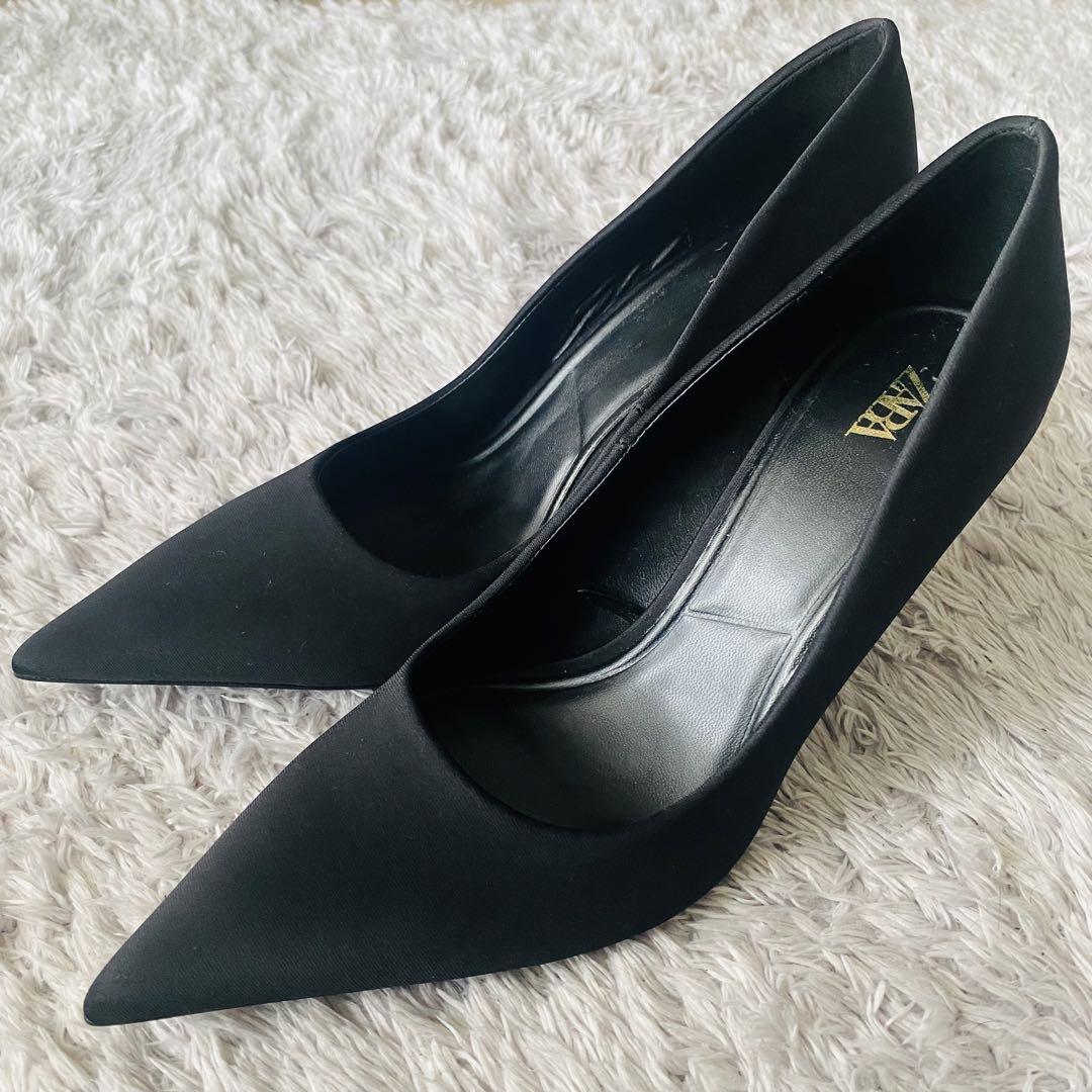 新品未使用】ZARA ポインテッドトゥ パンプス 黒 ブラック 24.5