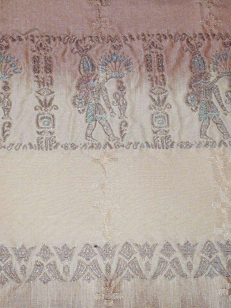 しじら織帯袋帯正絹茶人好み茶道エジプト絵美品