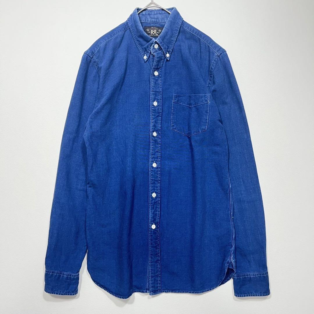 【公式】アクセサリーの激安通販 美品】RRL インディゴ M ワーク デニムシャツ 長袖 シャンブレー トップス