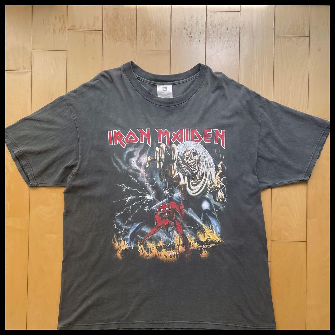 USA古着アイアンメイデン Tシャツ⭐︎ バンド XLフェードブラック短丈ボックス