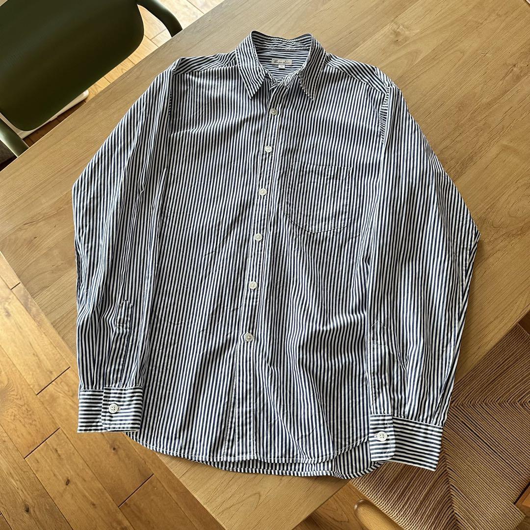 USA製 Steven Alan リバースシーム ストライプ 半袖シャツ グレー セール】＜Steven Alan＞リバースシーム シャツ（シャツ