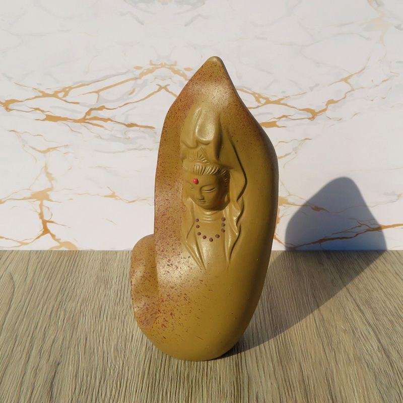 宜興紫砂観音菩薩像の彫刻 文房具 茶道具  極細工 装飾品 現代工芸品 美術品