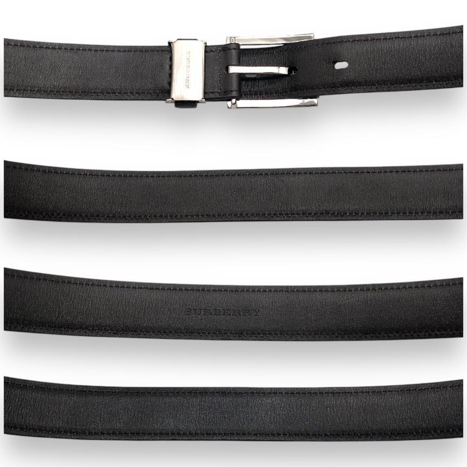 【美品】バーバリー チェックバックル ベルト シルバー ダークブラウン 美品】バーバリー チェックバックル ベルト シルバー ダーク