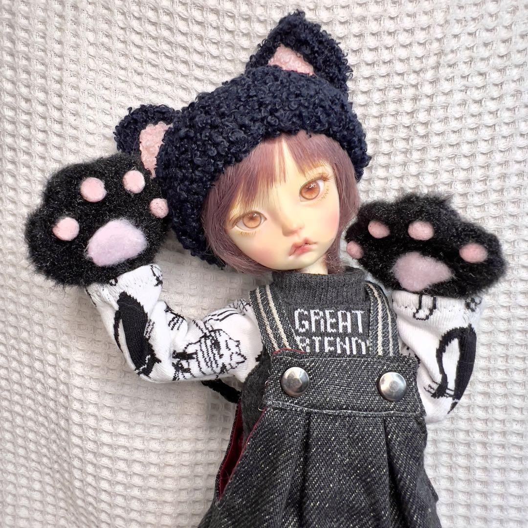 Imda 30cmドール ネコニットセット(黒)