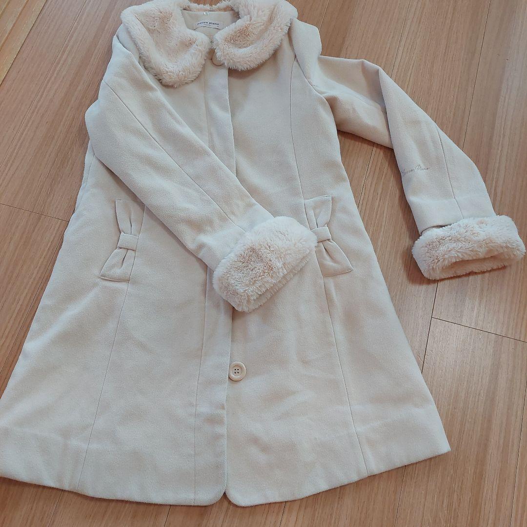メゾピアノジュニア ファー付きコートアイボリーM(150) mail.cornelius