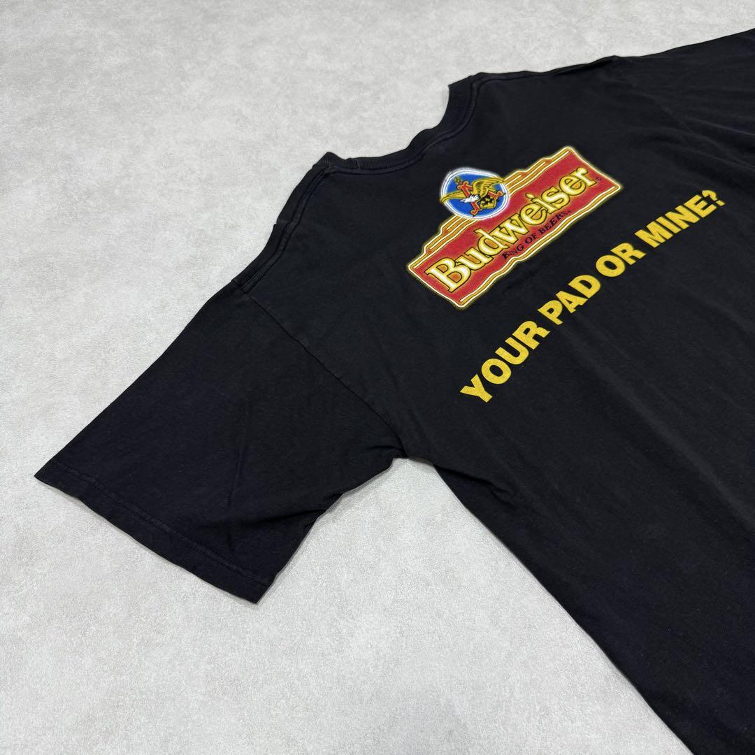 古着 90s バドワイザー 半袖 シャツ ビール 企業 カエル ブラック 黒 ①