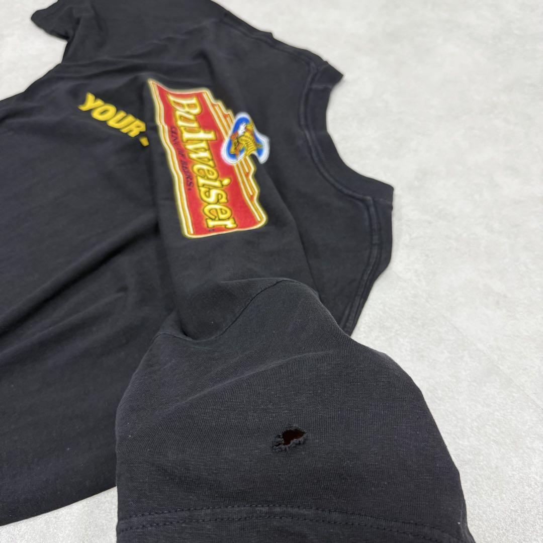 古着 90s バドワイザー 半袖 シャツ ビール 企業 カエル ブラック 黒 ①