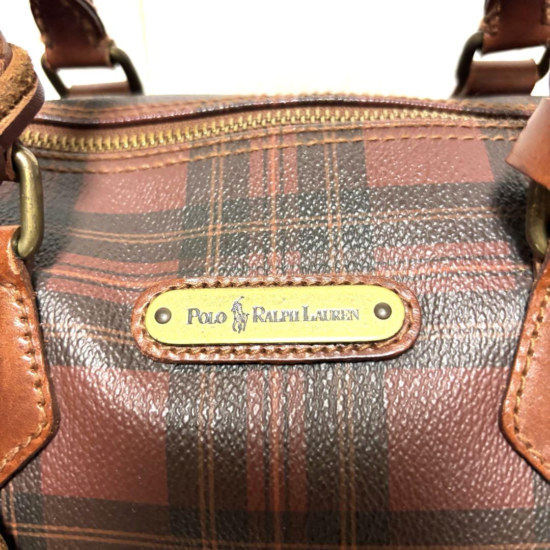 美品 ラルフローレン ハンドバッグ ミニボストンバッグ タータン