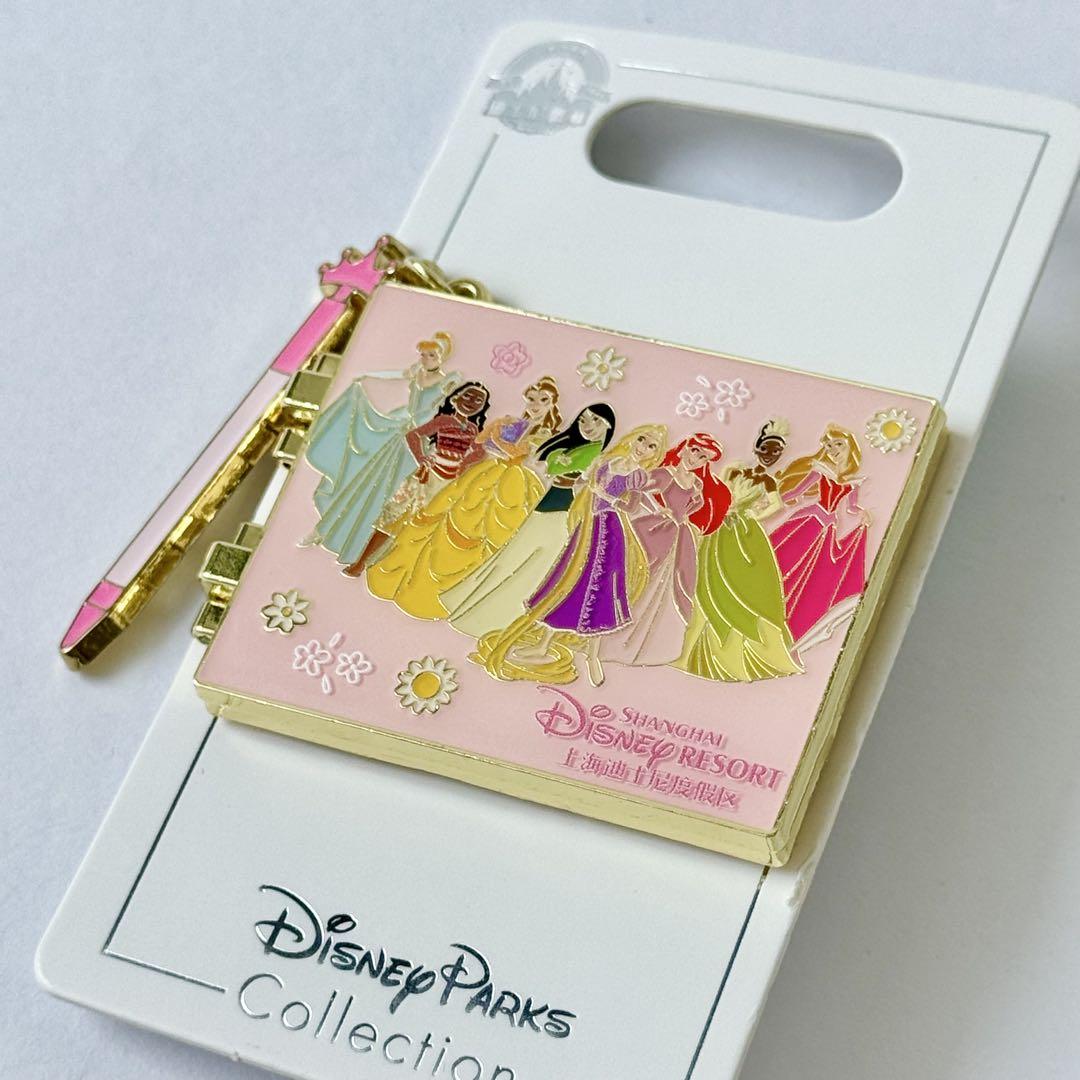 ディズニー　ピンバッジ　PinCollecting プリンセス　額入り ディズニープリンセス サイン帳 ピンバッジ 上海ディズニー