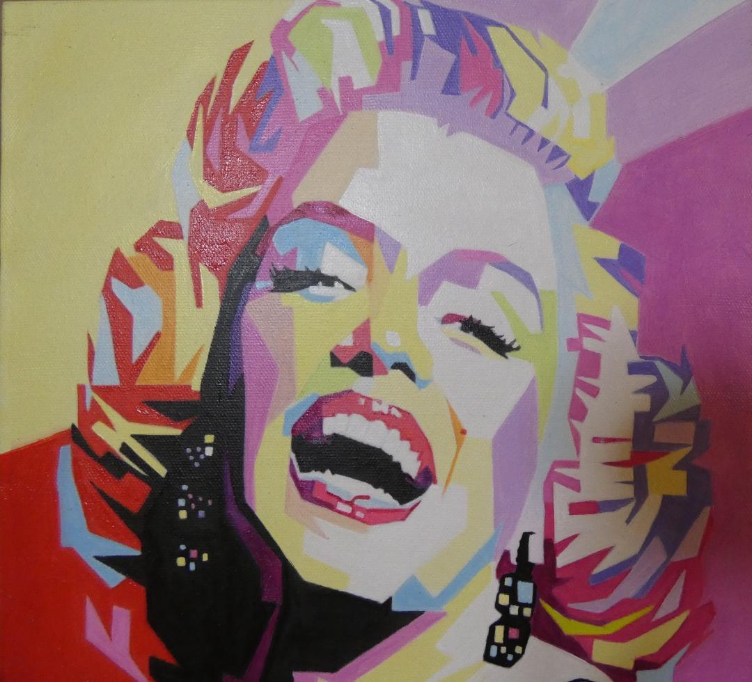 油絵アンディ・ウォーホル【Marilyn Monroe】手描き 額付き F6