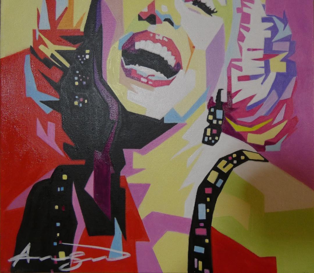 油絵アンディ・ウォーホル【Marilyn Monroe】手描き 額付き F6
