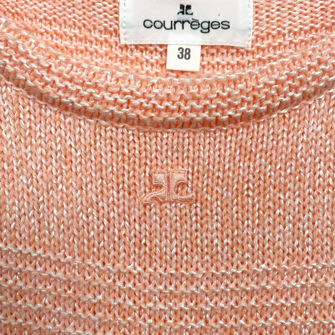 courregesニット・ワンピース クレージュ Courreges ニットワンピース 刺繍ロゴ ミックス