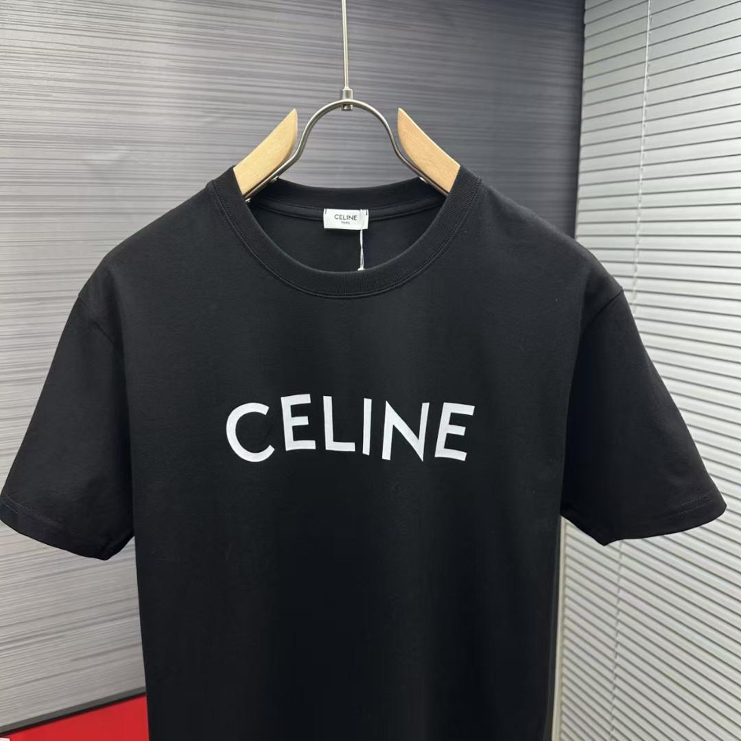 CELINE ブラック ロゴ Tシャツ*