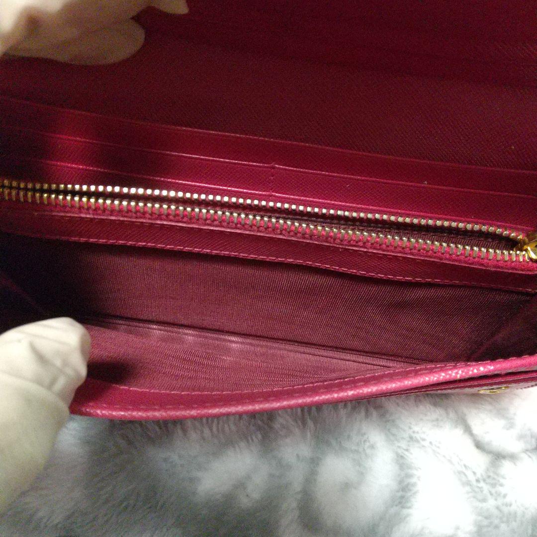 PRADA サフィアーノレザーリボン付き長財布 ピンク