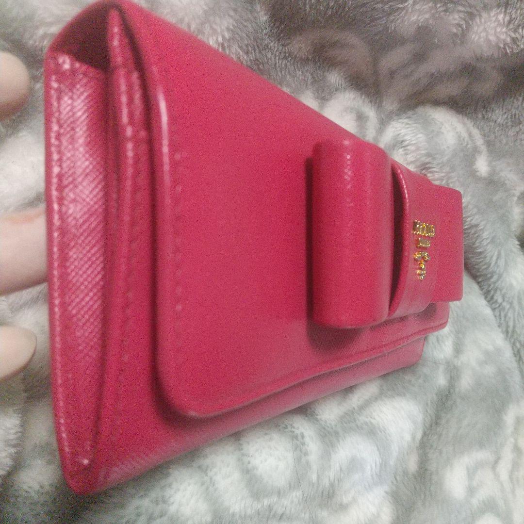 PRADA サフィアーノレザーリボン付き長財布 ピンク