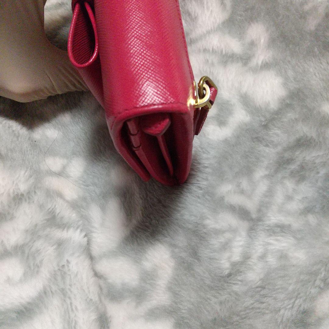PRADA サフィアーノレザーリボン付き長財布 ピンク