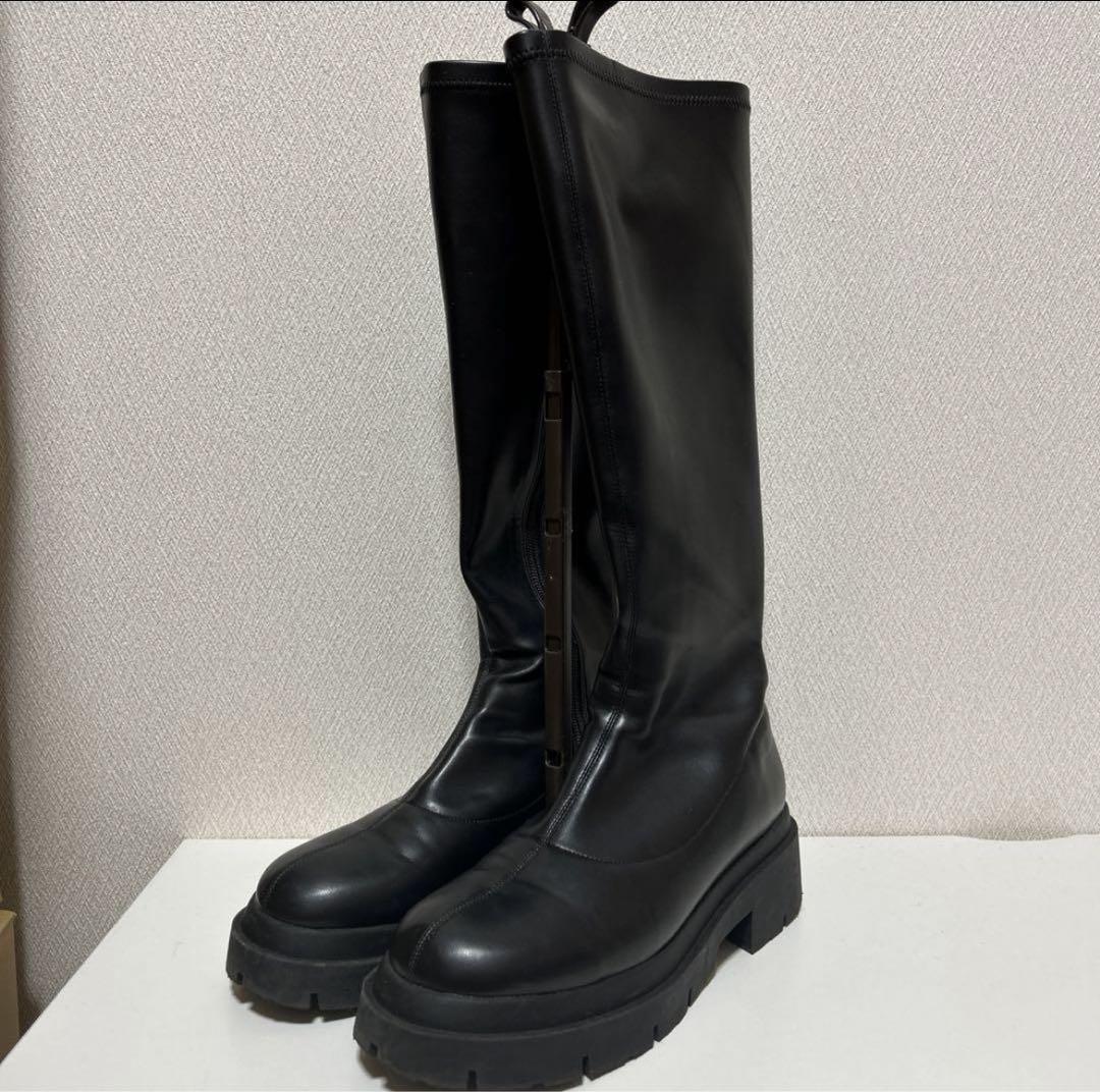 ヘザー　インヒールストレッチロングブーツ