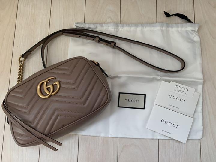 GUCCI グッチ GG マーモント ショルダーバッグ ピンクベージュ