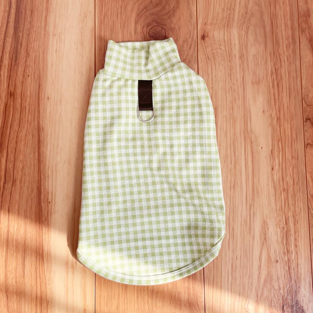 【犬猫服】カラフルチェック　L　緑　グリーン　春夏秋冬　おでかけ　お散歩