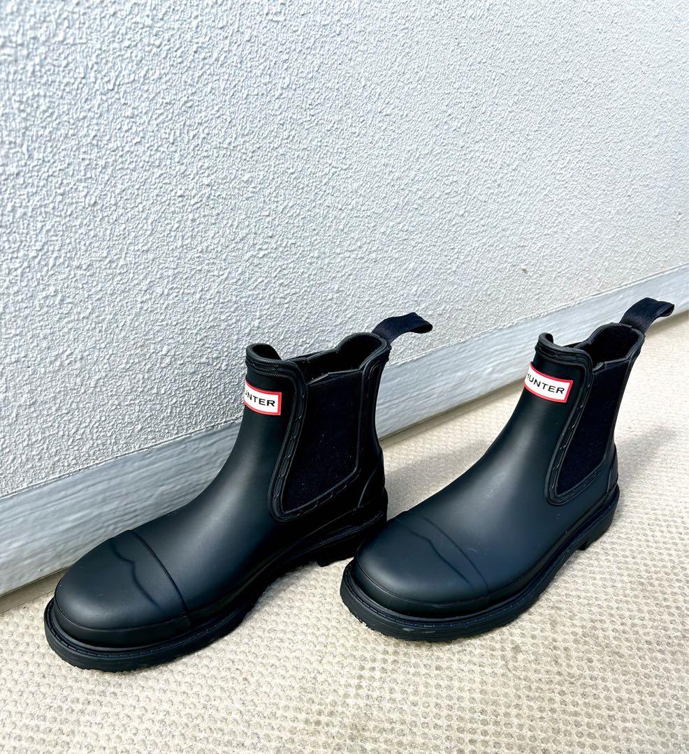 【美品】HUNTER ショートレインブーツ 23cm ブラック