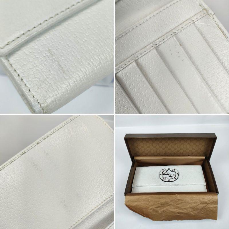 美品 GUCCI グッチ インターロッキング 二つ折り 長財布 ホワイト　白