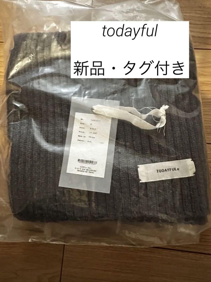 小物 todayful rib knit muffler sky blue