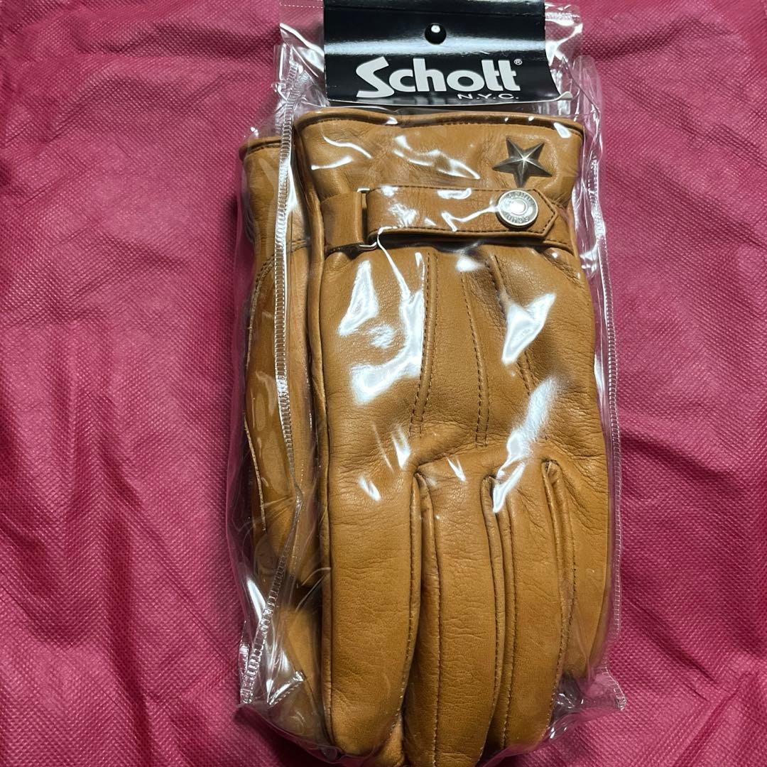 Schott ブラウン レザー手袋 SサイズSCHOTT