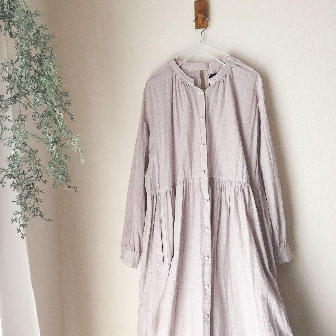 【特別セール品】 美品☆オオカミとフクロウ☆薄ピンクチェック模様のワンピース ワンピース
