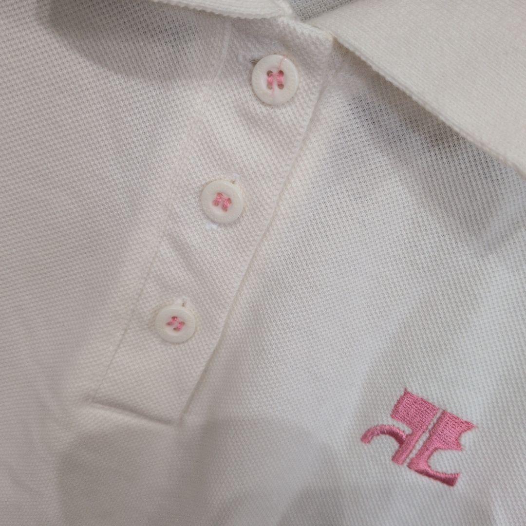 courrèges♥ ホワイトポロシャツ Mサイズ、ポーチ付き