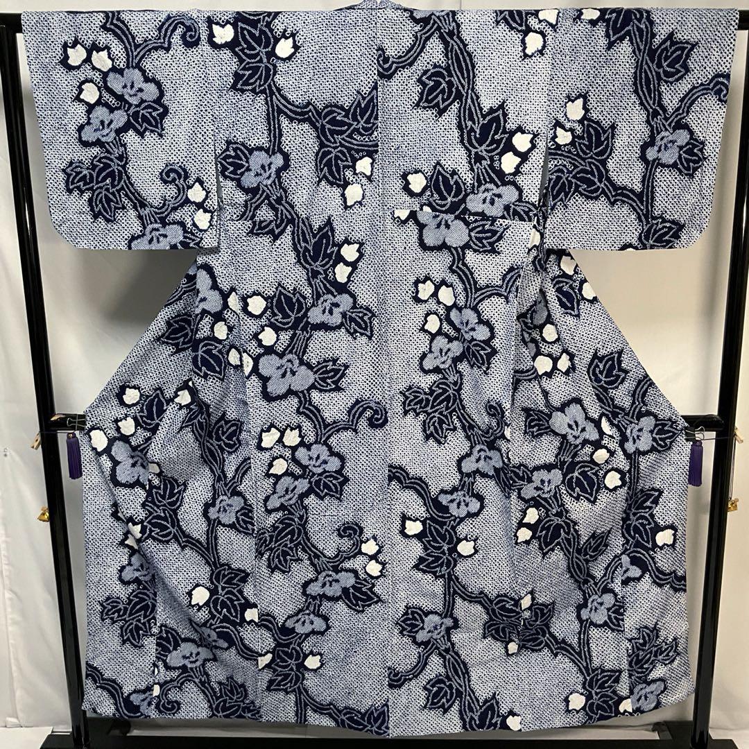 熱販売 浴衣 C660綿 有松絞り 着物 未使用しつけ付極美品 居敷当付 着物・浴衣