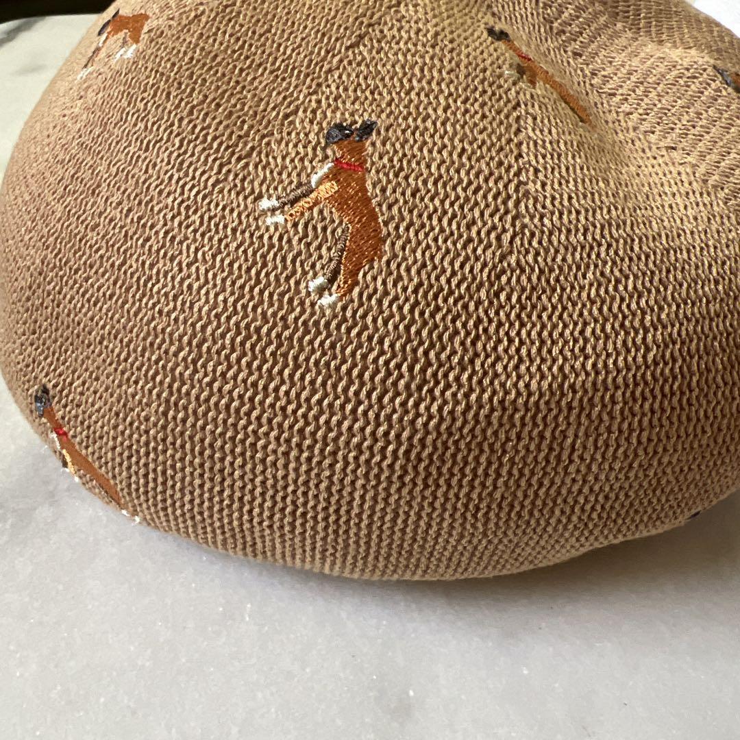 イヌ刺繍　レディース　ベレー帽　新作