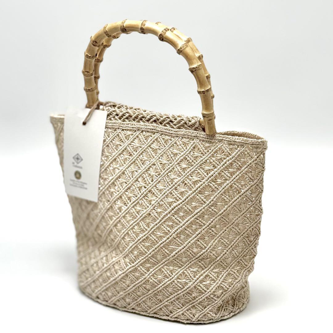 アバカ　バンブーバッグ　M+abaca 花繋ぎ　夏単衣　6463