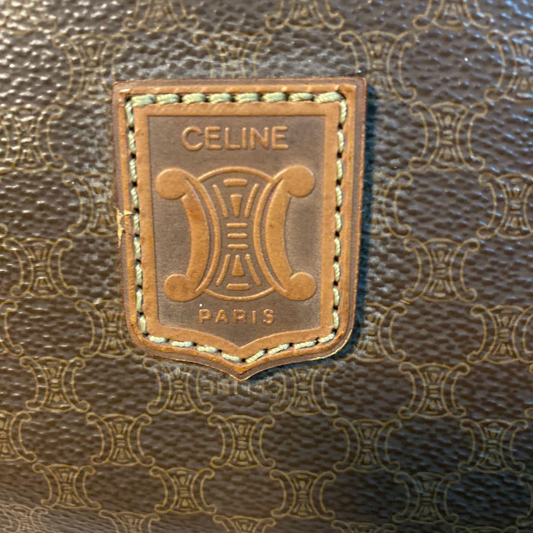 (*)様 【CELINE】ボストンバッグ　マカダム柄　ゴールド金具　ブラウン　セ